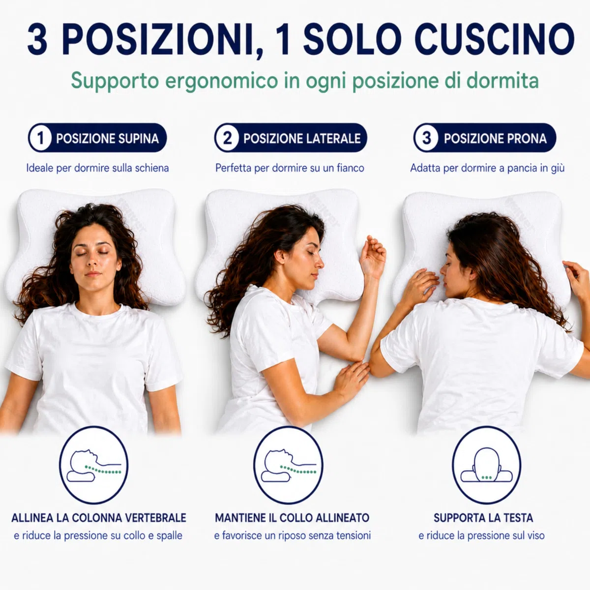 The Double Twenty Cuscino Cervicale per Dormire Ortopedico - Doppia Altezza 12,5/9cm Federa Lavabile in Silver Antibatterico - Cuscino Memory Foam Antirussamento a Farfalla - Made in Italy e Oeko Tex