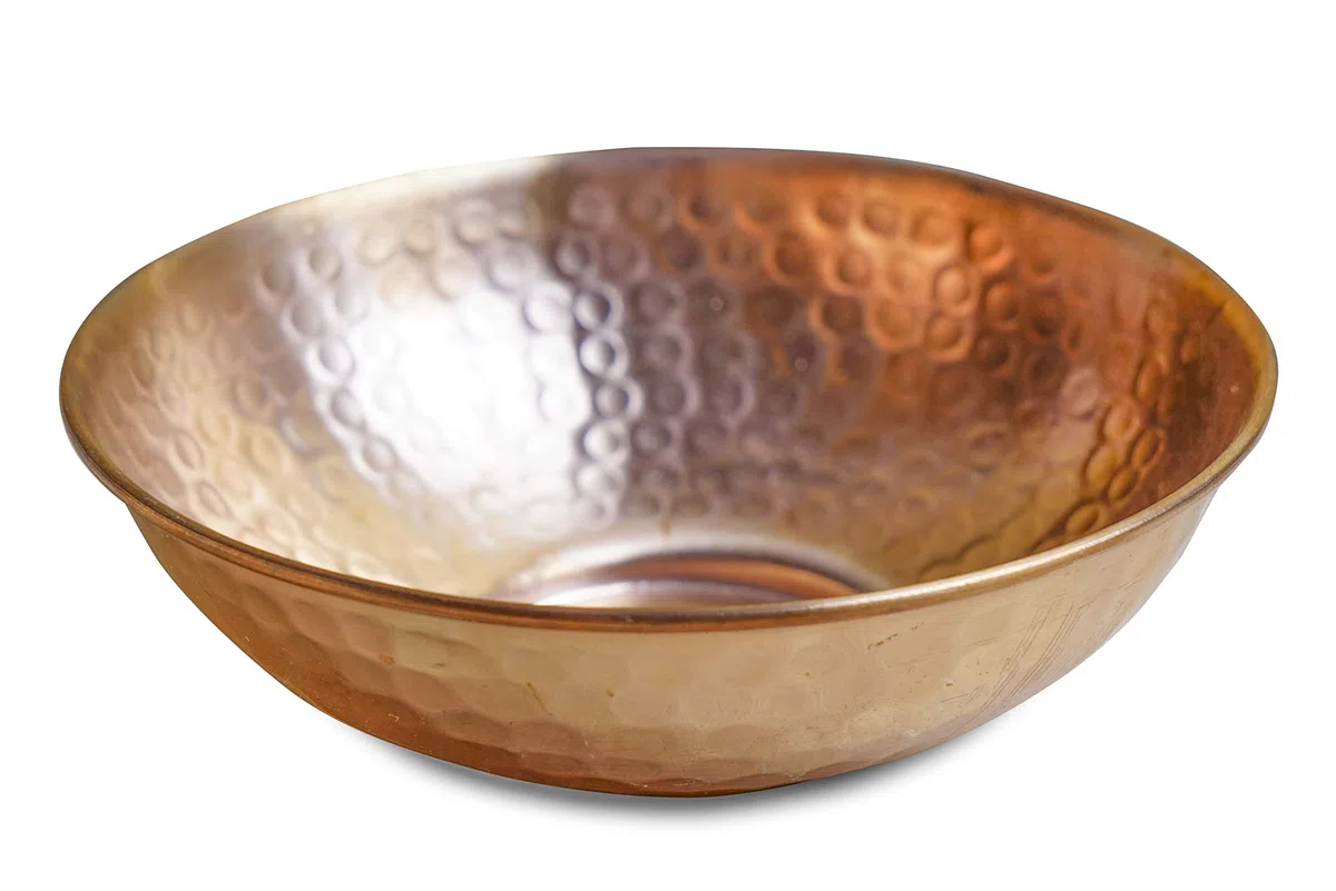 GoCraft Ciotola decorativa in puro rame, finitura martellata, ciotola in puro rame per noci, insalata, frutta e servire in cucina, 12,7 cm (piccola)