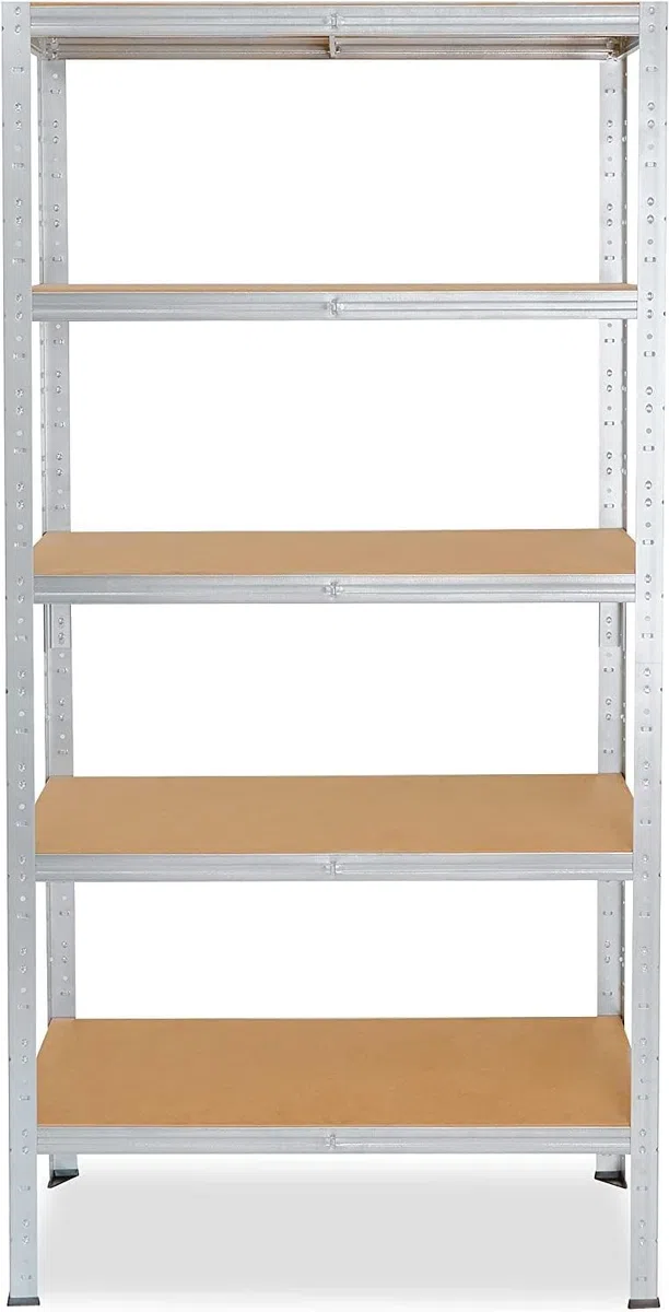 AERREGI SCAFFALE SCAFFLATURA in Metallo per Officina E Garage 180x60x30 cm | SCAFFALE 5 ripiani con pannelli MDF montaggio a scatto semplice | Portata Massima 500 kg