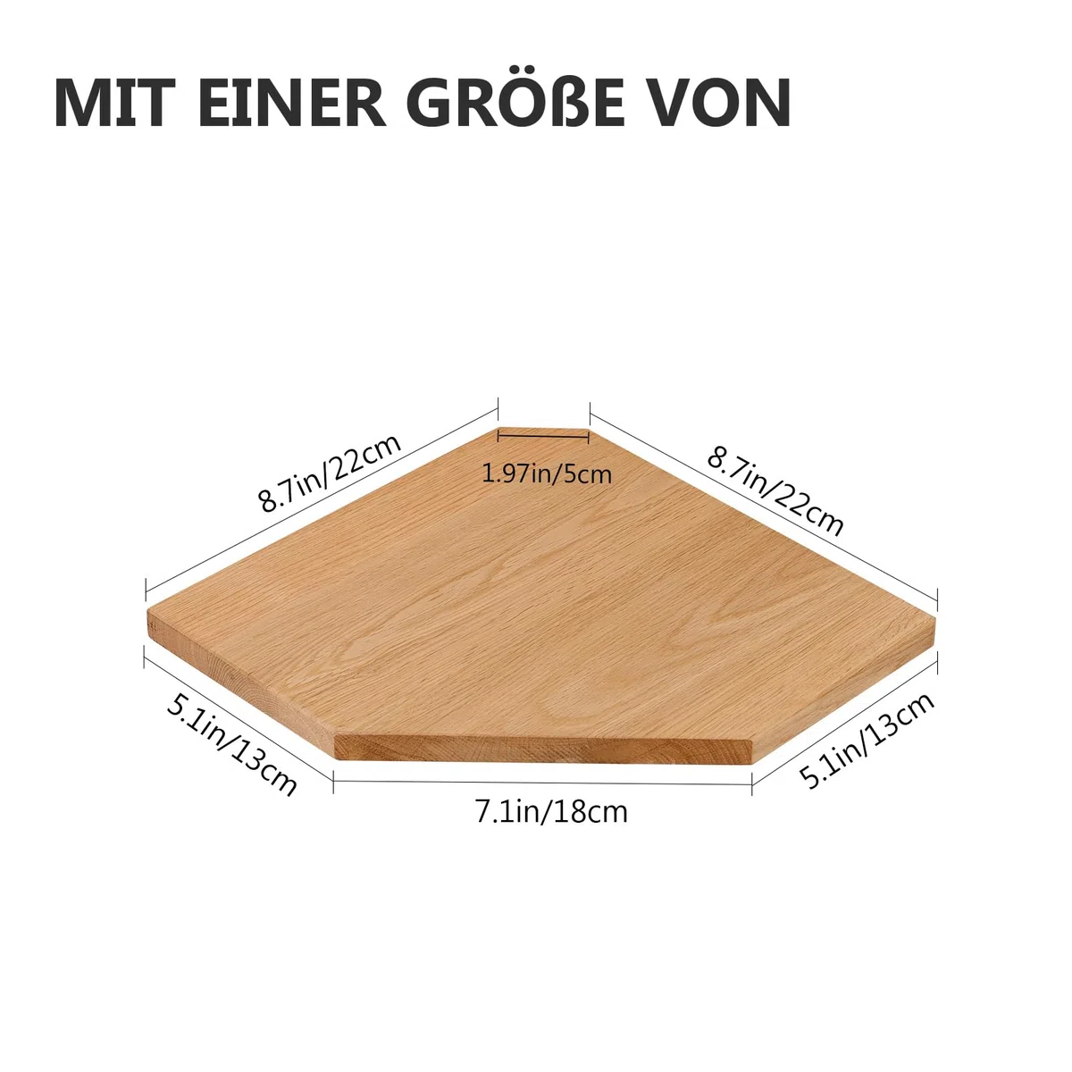 Mensola Angolare in Legno Massello, Quercia Angolare a Parete per Bagno, Cucina, Camera da Letto, Soggiorno Angolare in Legno da Appendere (22 cm)