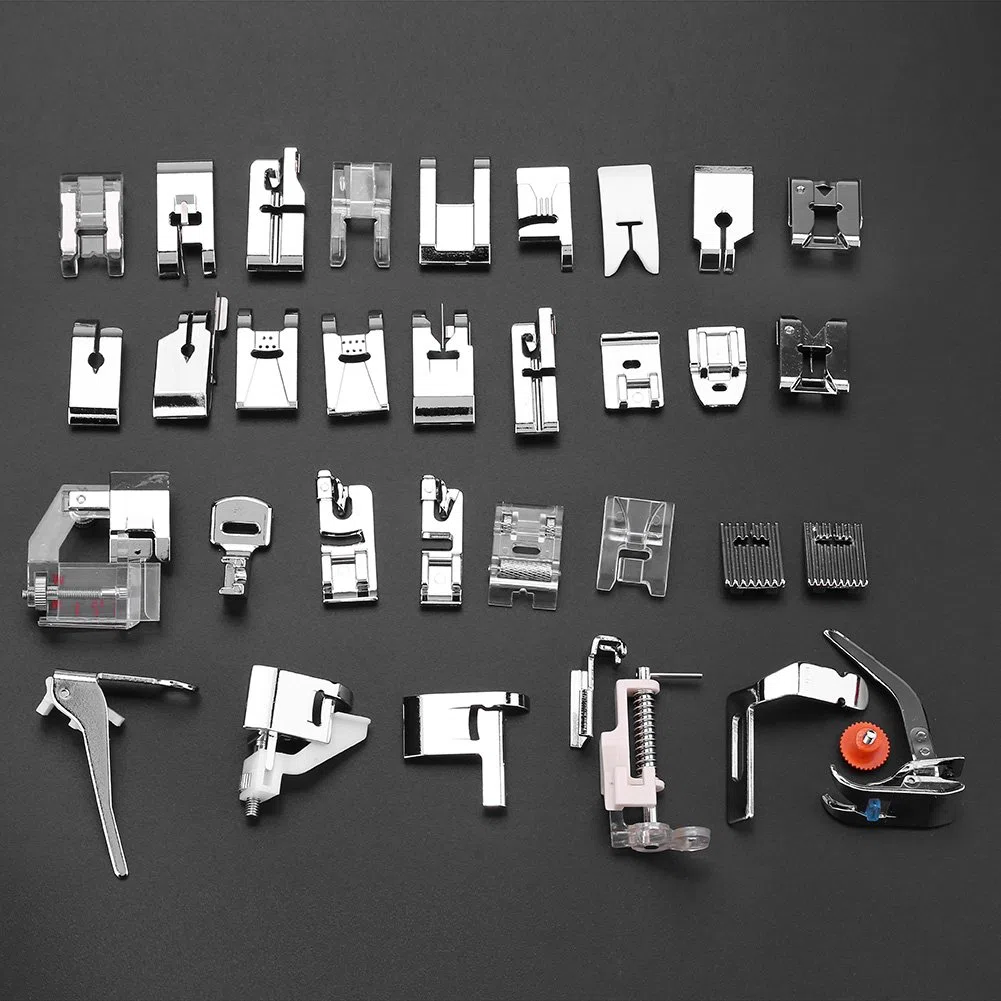 Zerodis Piedino Premistoffa Set, 32 Pezzi Piedini Cucire Combinato Parte Macchina Kit DIY Multifunzione Utensili Cucire Domestici per Singer Babylock Janome Elna Toyota New Home Simplicity Kenmo