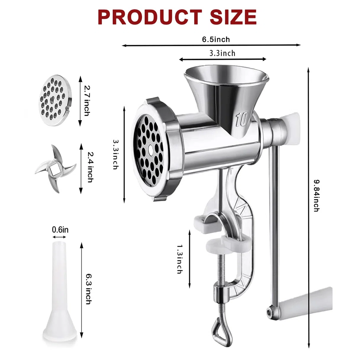 Tritacarne manuale, in acciaio inox, per uso domestico, taglio veloce e facile da pulire, tritacarne e riempire salsicce, uso diffuso per manzo, biscotti, verdure, pepe
