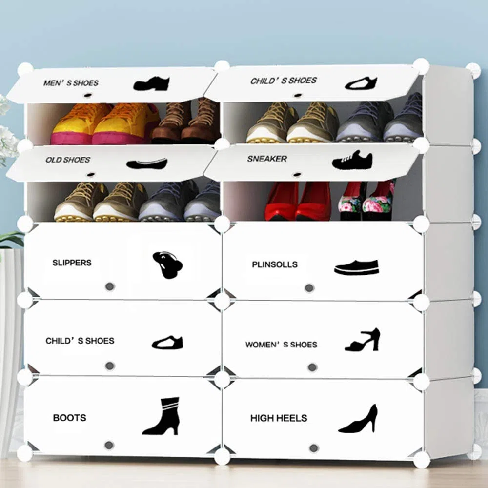 BAKAJI Scarpiera Modulare 10 Cubi Salvaspazio Mobile Porta Scarpe Componibile Modulabile Capacità 20 Paia Storage Organizer Portatile Ingresso Casa Design Moderno Dimensione 95 x 37 x 90 cm