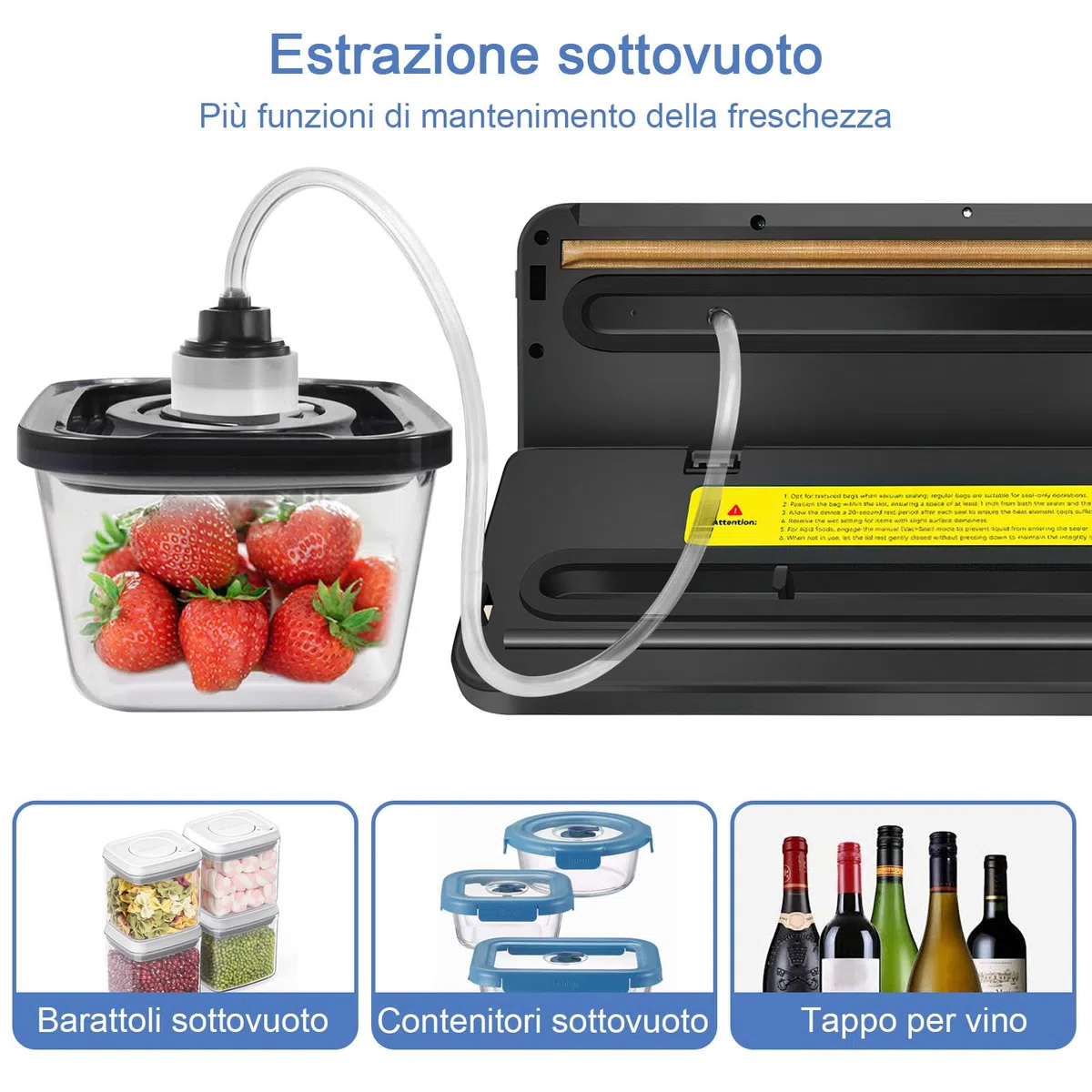 7 in 1 Macchina Sottovuoto Alimenti, Automatica secchi che umidi alimenti Macchina per sottovuoto con Coltello da taglio, Vacuum Sealer con Modalità Vuoto Esterno et 20 Sachetti Sottovuoto