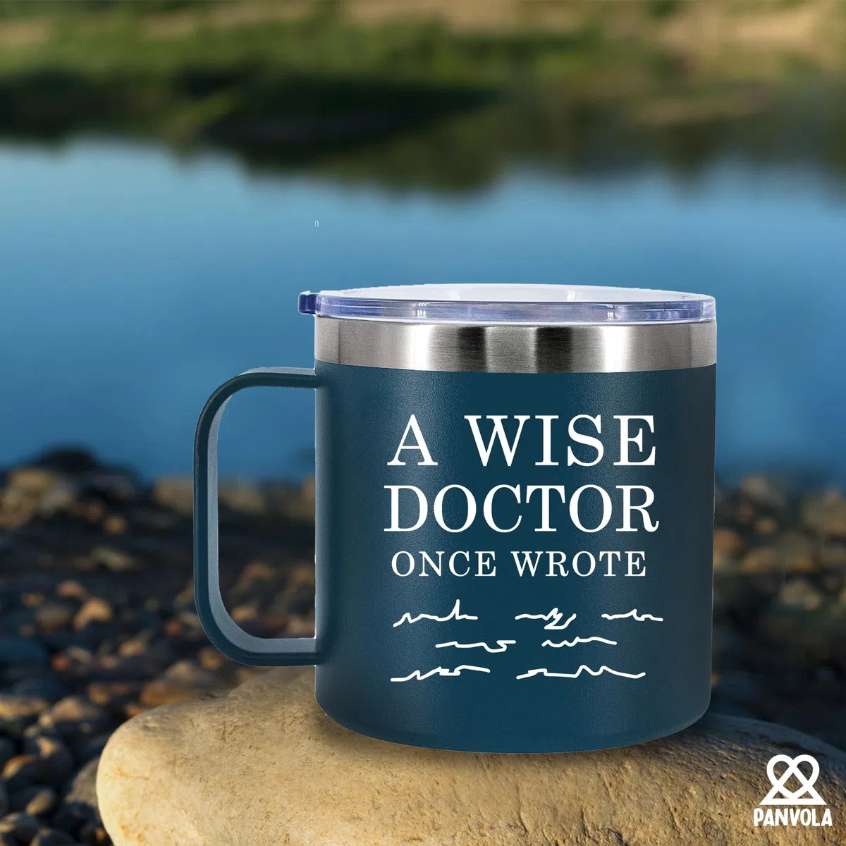 Tazza da caffè isolata con manico e coperchio, con scritta "A Wise Doctor Once Wrote", con manico e coperchio, idea regalo per dottori, studenti di medicina, dottore, marito, moglie, papà, mamma, in