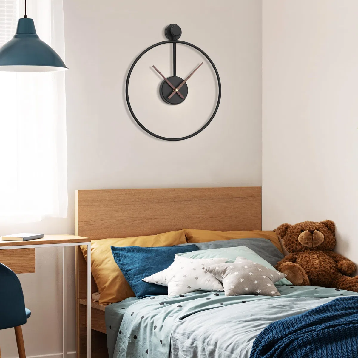 HAITANG Orologio da parete decorativo moderno per soggiorno, 30 cm, funzionamento a batteria, senza ticchettio, movimento silenzioso, orologio da parete rotondo in metallo, per camera da letto