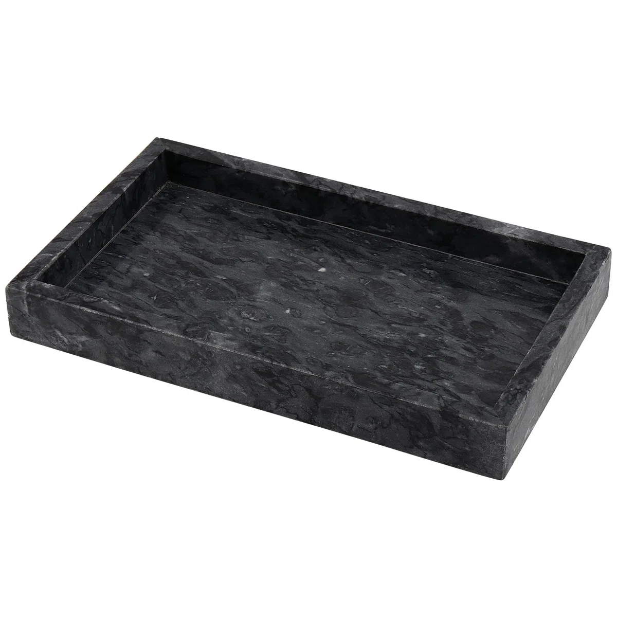 ZOENHOU Vassoio Rettangolare in Marmo Naturale, 30 x 20 cm, Grigio Ondulato - Portaoggetti per WC, Decorativo per Tavolino da Caffè, Piano di Lavoro del Lavandino