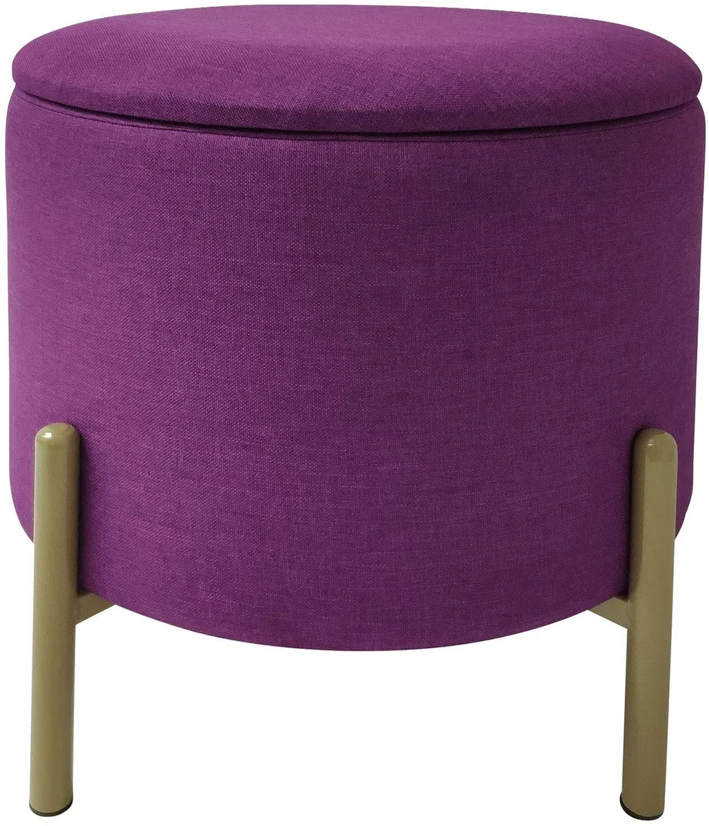 ECHTWERK Pouf Logan, con vano portaoggetti, Coperchio Rimovibile, Contenitore Rotondo, con Piedi in Legno, Adatto per Camera da Letto e Soggiorno, 40 x 40 x 40 cm, Fino a 150 kg, bay