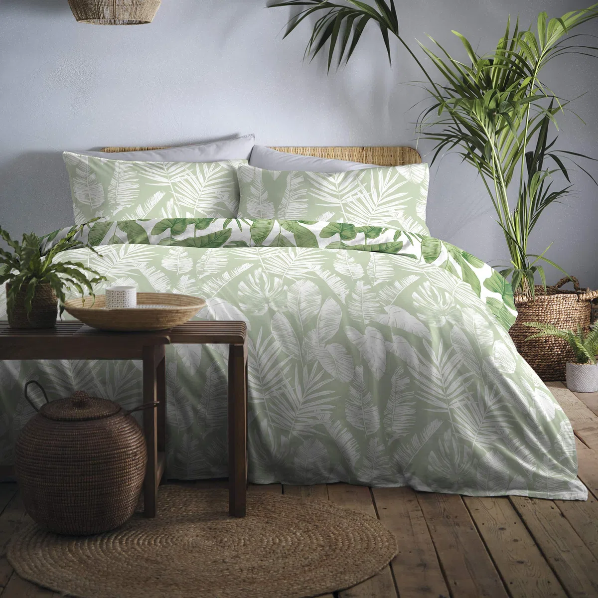 Dreams & Drapes Tahiti Set copripiumino facile da pulire, 1 pezzo, letto doppio, verde