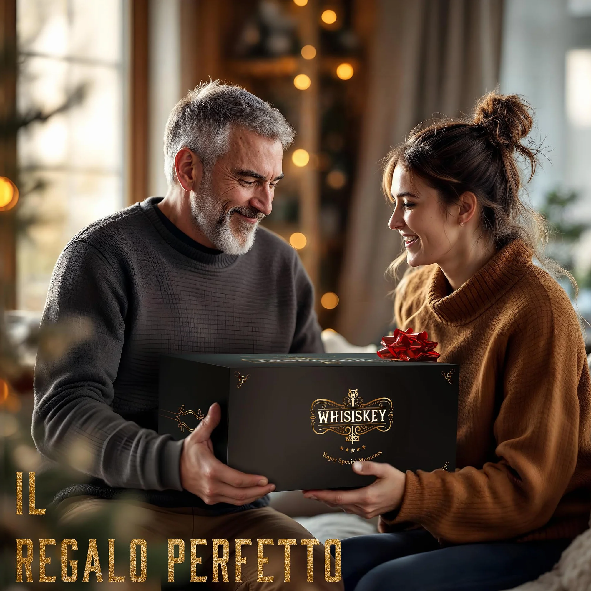Whiskey Decanter per Whisky - Set Regalo per Uomo al Compleanno - Decanter 700ML, Scatola Regalo, 2 Bicchieri da Whiskey x 310ML, 4 Pietre di Whisky, Accessori