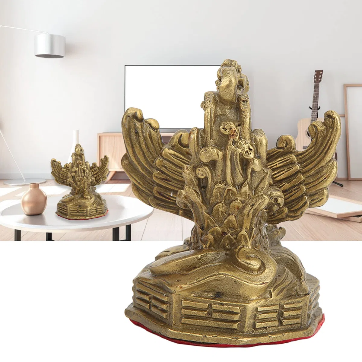 Buachois Ottone di Altezza Statuetta Fenice,Cinese Feng Shui Phoenix Statua di Buon Auspicio Ricchezza Buona Fortuna Scultura Ornamenti per Home Office Decor