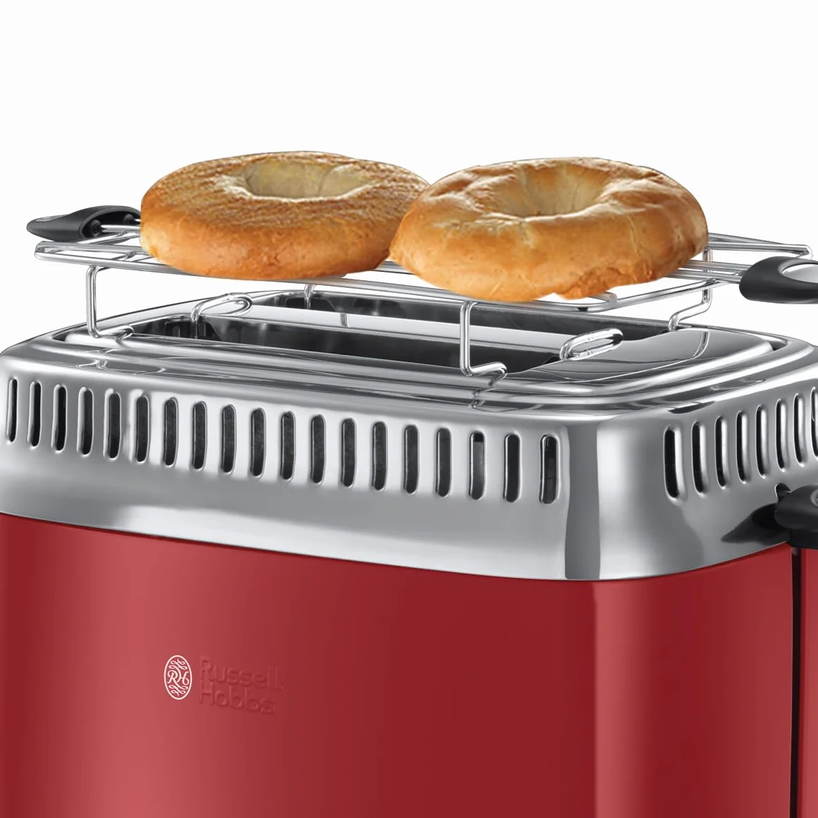 Russell Hobbs Tostapane Retro 2 Fette, Toast e Panini Farciti, 1300 W, Funzione Lift & Look, Riscalda e Scongela, Design Rosso – 21680-56
