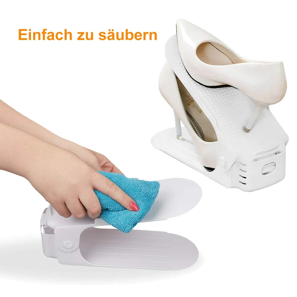 Aufun Salvaspazio Scarpe Scarpiere in Polipropilene set Portascarpe Portascarpe Regolaili in Plastica Durevole Regolabile in Altezza antiscivolo Durevole Portabile Bianco/Nero（20 pezzi）