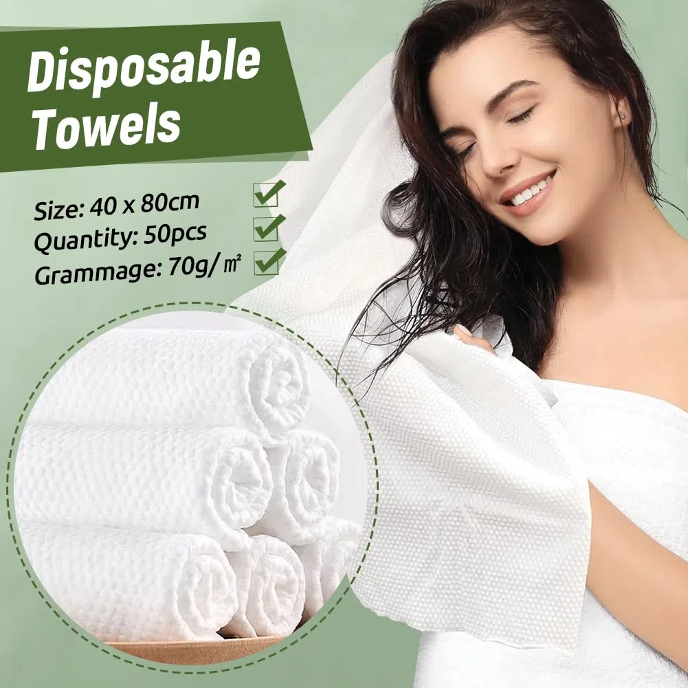50pcs Asciugamani Usa e Getta 40 x 80cm, 70g/㎡ Asciugamano Monouso Asciugamani Tessuto non Tessuto Usa Getta Adatto per Parrucchiere Massaggi Cosmetologia e Pulizia