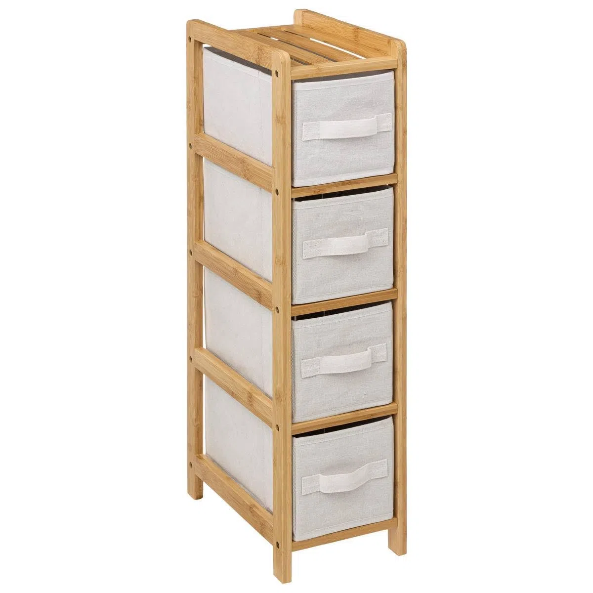 5five - scaffale sottile con 4 cestini tidy box in bambù