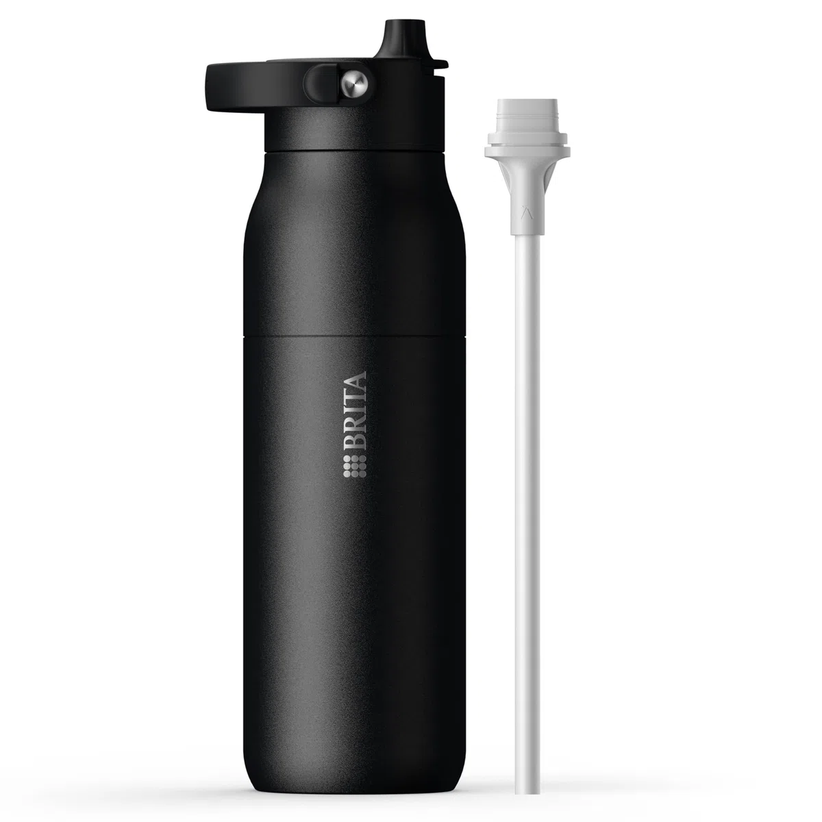 BRITA LARQ Essential - Borraccia (1 l), in acciaio inox, isolamento a doppia parete (24 ore freddo), con cannuccia e manico rimovibile Soft Touch, lavabile in lavastoviglie