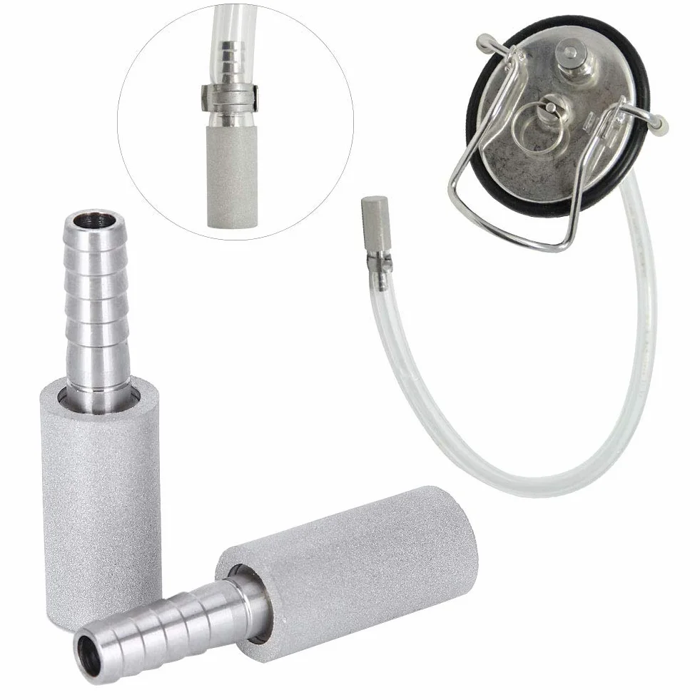 Pietra di aerazione dell'acciaio inossidabile della pietra di diffusione di 2Pcs 0.5μm con gli accessori di fermentazione del diametro esterno di 1/4 di pollice