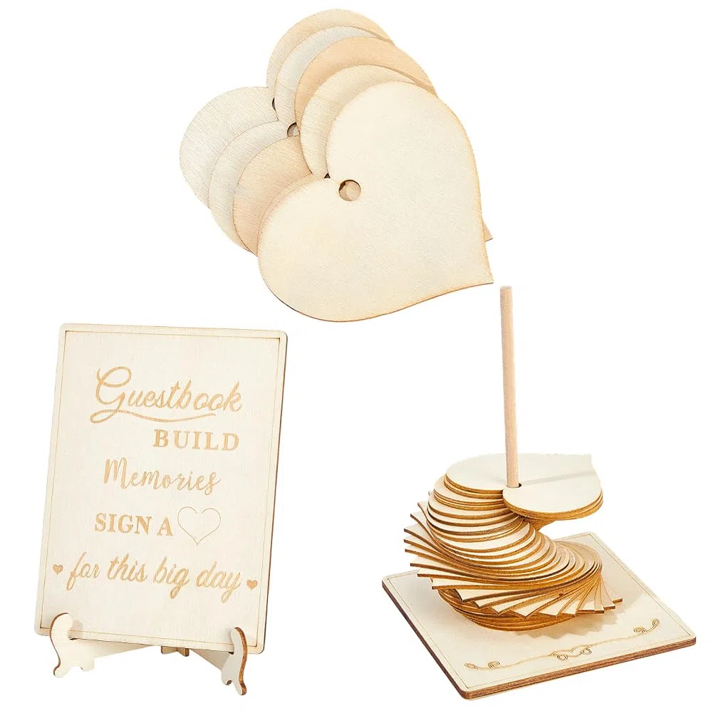 GORGECRAFT Libro degli Ospiti per Matrimoni Alternativa al Cartello Rustico in Legno Cuore per Fidanzamento Anniversario Ospiti Ricevimento Souvenir Alternativa Feste di Compleanno Feste di Laurea