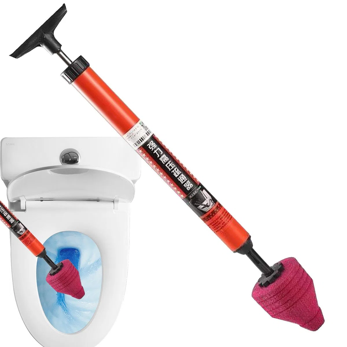 Pistone per WC ad Alta Pressione ad Aria compressa, Strumento di sblocco per WC ad Alta Pressione, con Design a pistone Pneumatico, con Manico ergonomico, per Scarico del Pavimento del