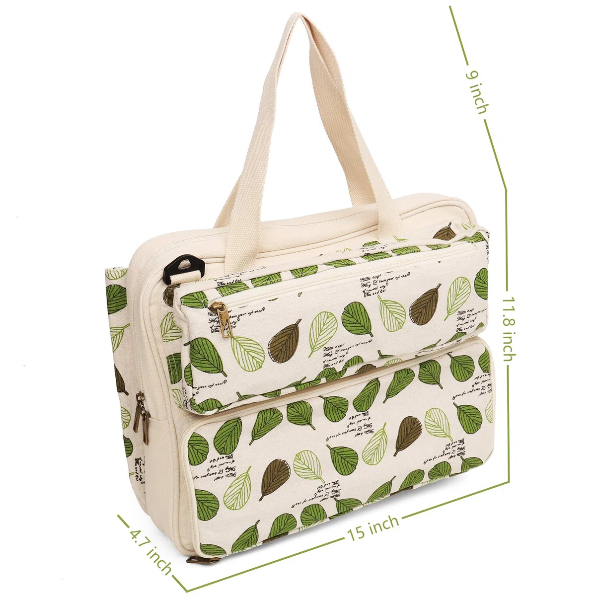 LAVIEVERT Borsa tote per lavori a maglia, borsa per riporre i filati, per il trasporto di progetti, ferri da maglia, uncinetti e altri accessori, Beige, Large