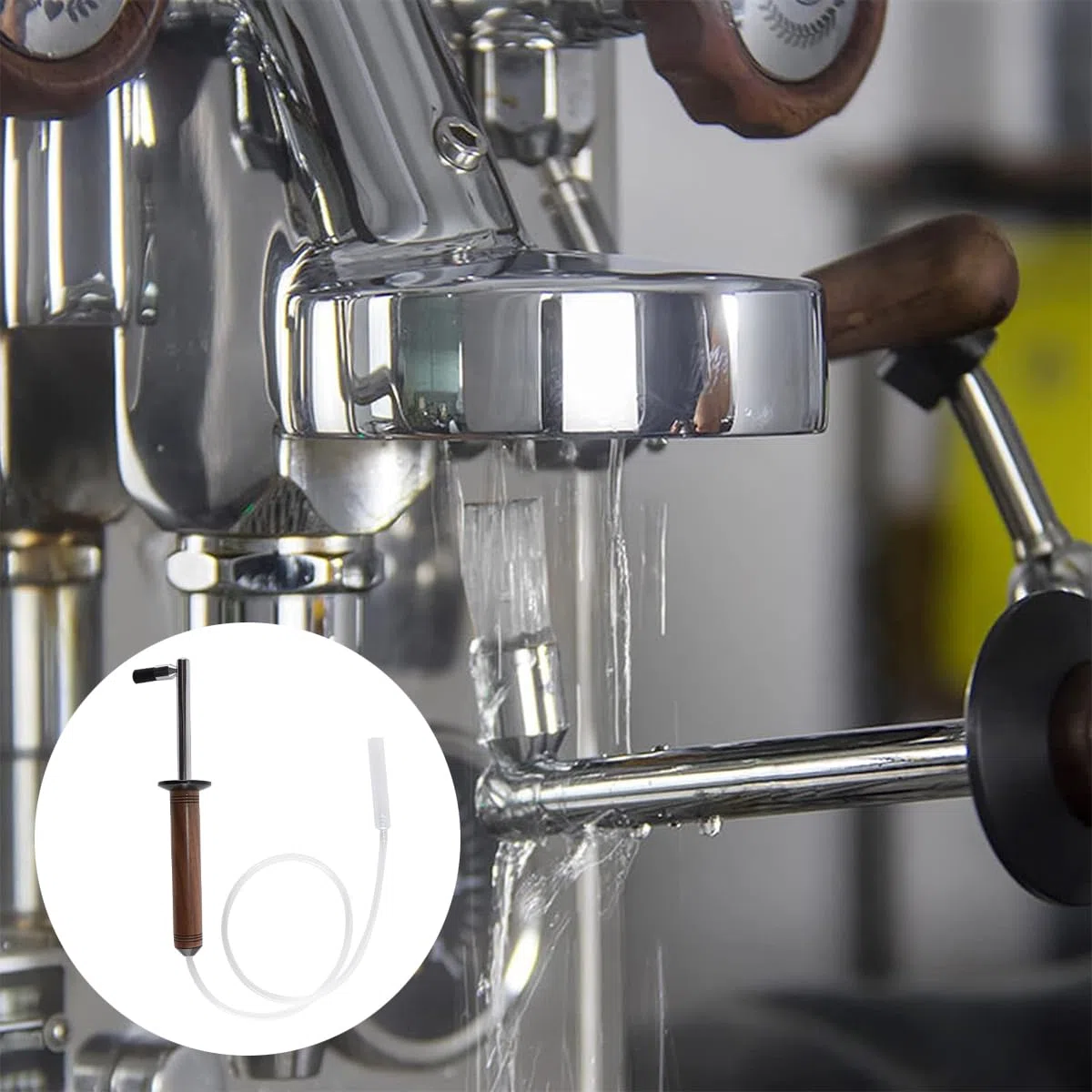 Spazzola Per La Pulizia Della Macchina Da Caffè,Strumento Per La Pulizia a Vapore Ad Alta Pressione Della Macchina Per Caffè Espresso,Spazzola Con Manico in Legno E Fascetta Stringitubo