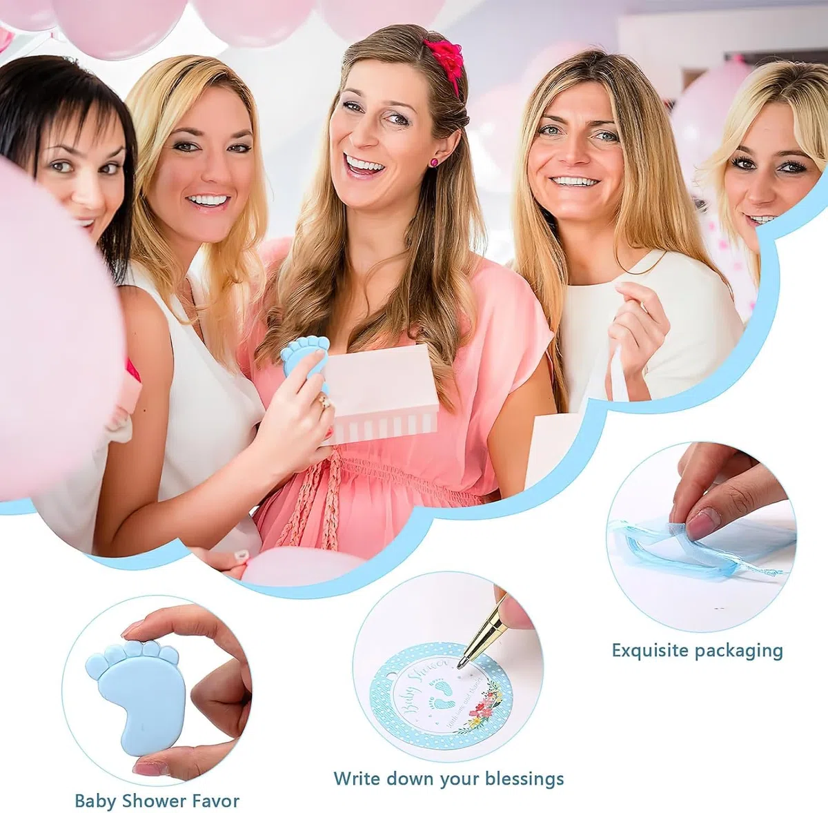 50 mini saponette profumate fatte a mano per baby shower, con sacchetti ed etichette di ringraziamento, per matrimoni, compleanni, feste, ospiti, colore: blu