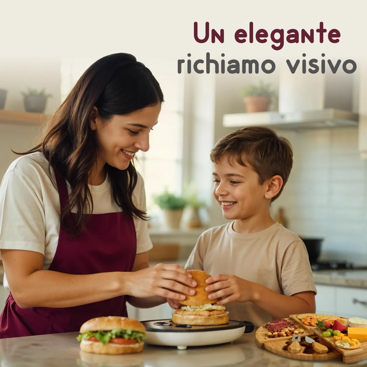 Tagliere per Formaggio in Bambù con 2 Coltelli, Set con 4 Strati e Formaggiera