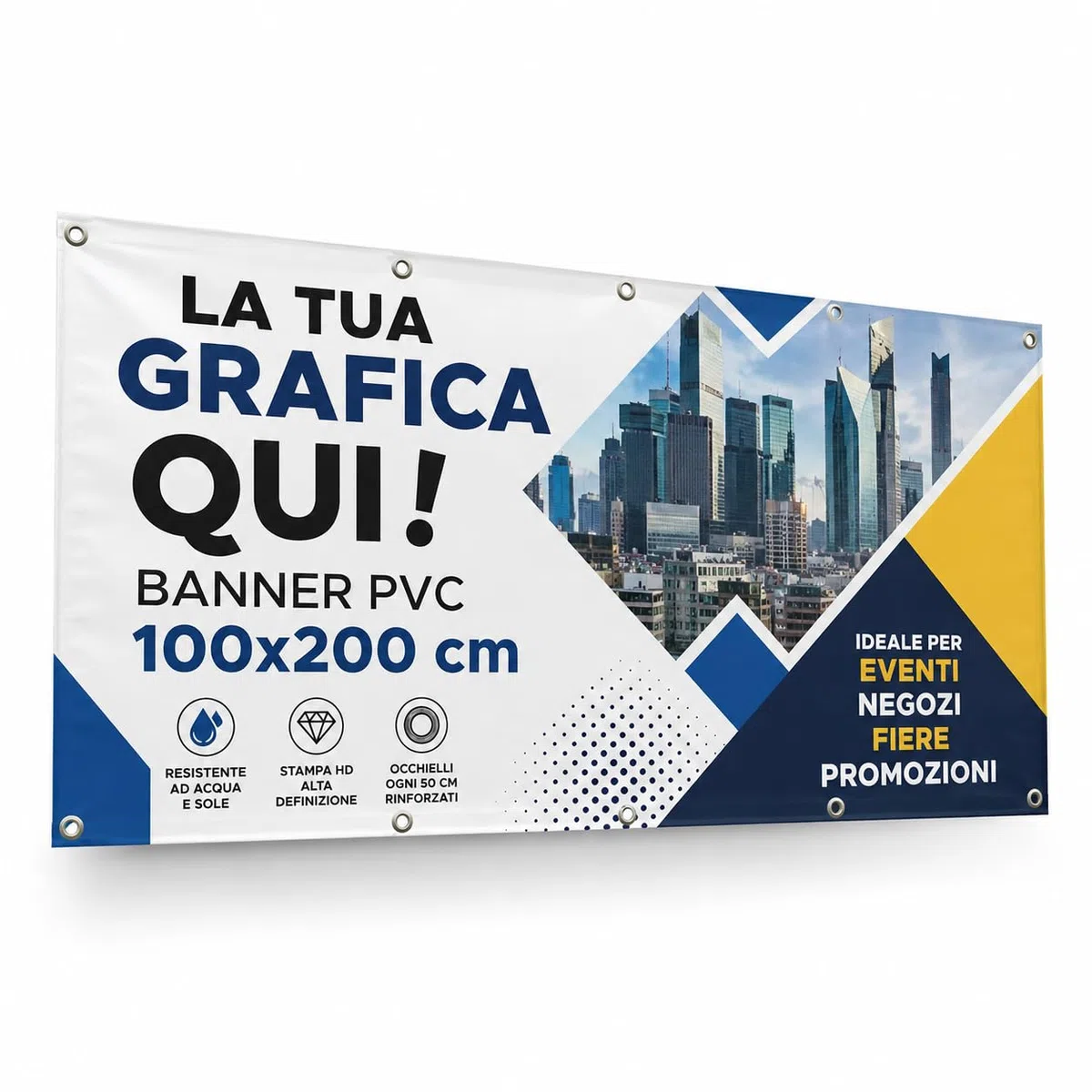 Banner PVC Personalizzato con Occhielli | Striscione Pubblicitario per Eventi, Compleanni, Negozi e Feste | Alta Qualità da Esterno