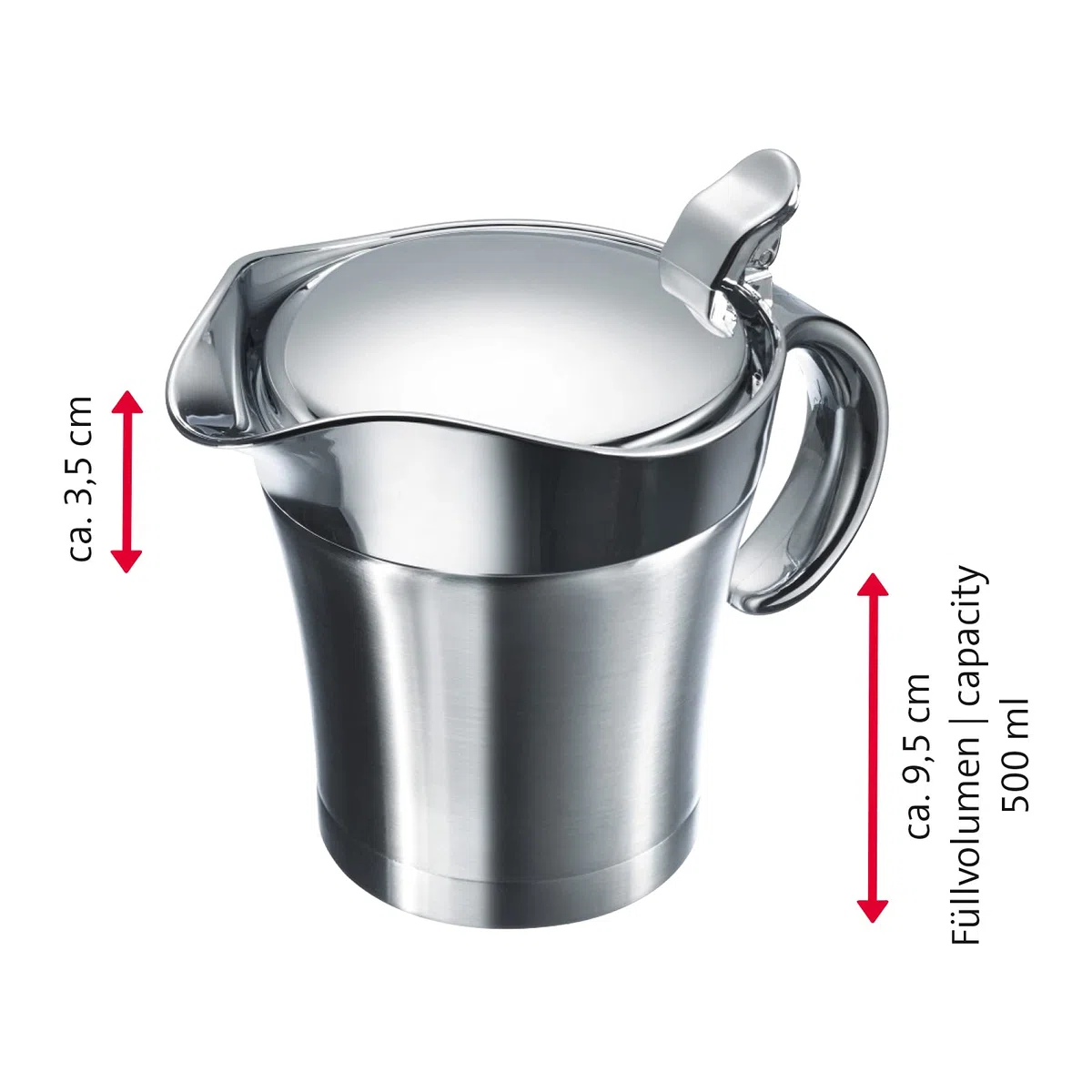 Westmark Set di Salse, 2 Pezzi, 1 Salsiera Termica con Coperchio Ripiegabile, 0,5 L, +1 Cucchiaio per Salse Gentle, Lunghezza: 29 cm, Acciaio Inossidabile/ABS/PP/PA, Argento/Nero, 622422E6