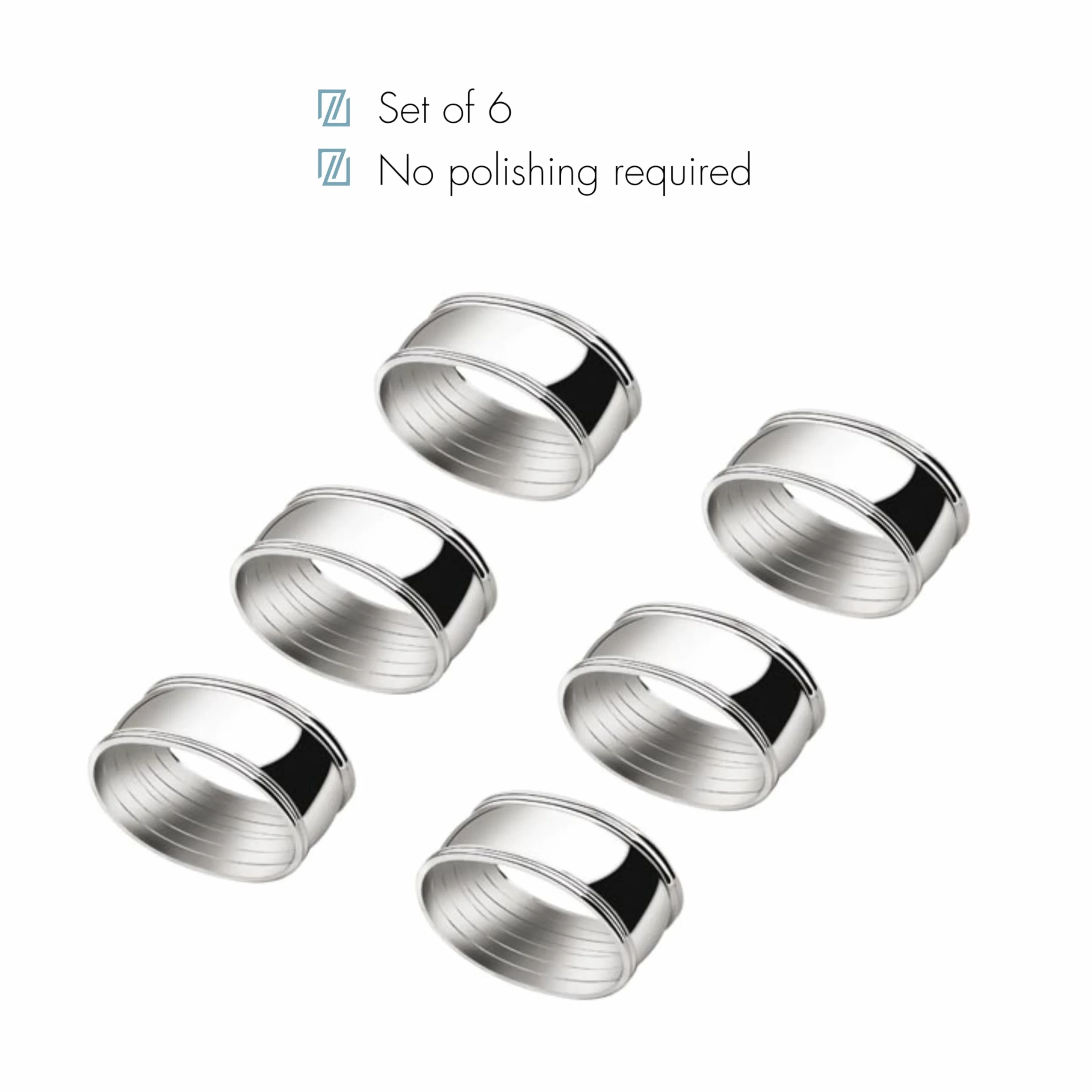 Bredemeijer Zilverstad - Portatovagliolo Ovale 5,5 cm - Set da 6 Pezzi