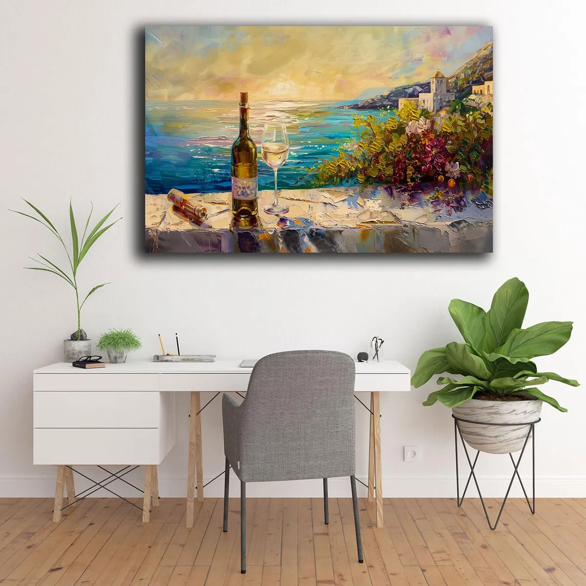 Quadro Moderno MARE vino e calice Quadri moderni soggiorno da Parete XXL grande Stampa su tela Canvas Decorazione Murale muro Salone Arredo Camera da letto Cucina (7, 40x70 cm, Canvas intelaiato)