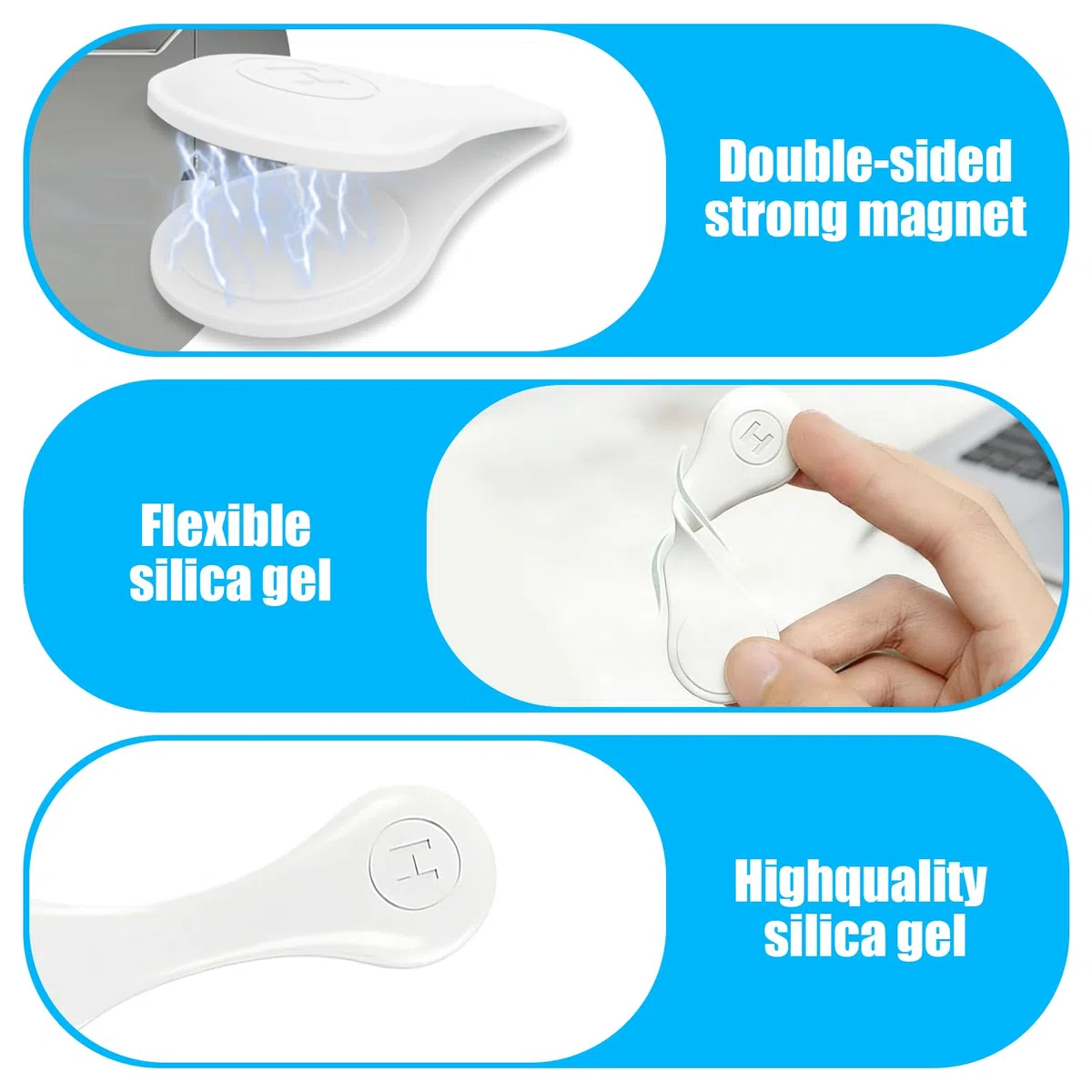 Clip Magnetiche in Silicone per Tenda da Doccia, Confezione da 8 Bianchi, Dispositivo Anti-Schizzi Potente per Vasca e Doccia, Facile da Installare, Versatile Come Segnalibro o Organizzatore