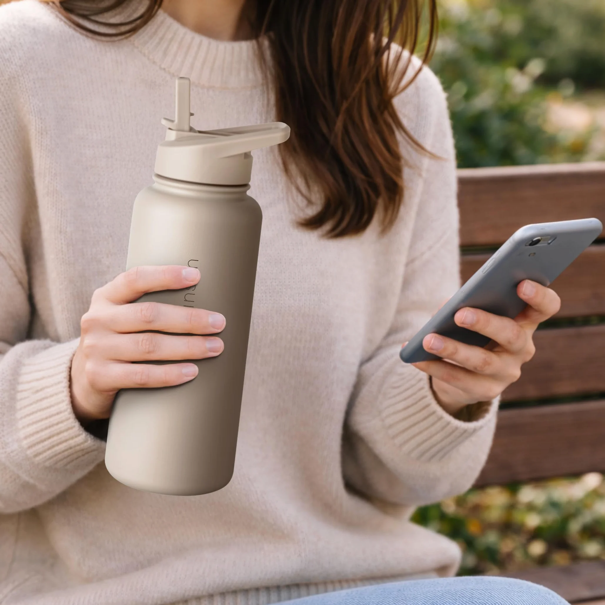 VINSUN Borraccia Termica 1 Litro - Bottiglia Acqua in Acciaio Inox con Cannuccia - Senza Perdite, Senza BPA, Riutilizzabile - Bottiglia Termica per Sport, Scuola e Palestra