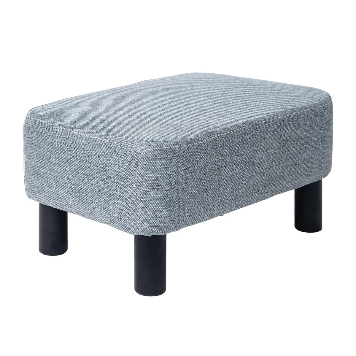 IBUYKE Poggiapiedi Piccolo, Pouf in Tessuto di Lino, Ottomana Rettangolare con Seduta Imbottita Gambe in Legno di Pino e Imbottite, Grigio Chiaro RF-BD214-D