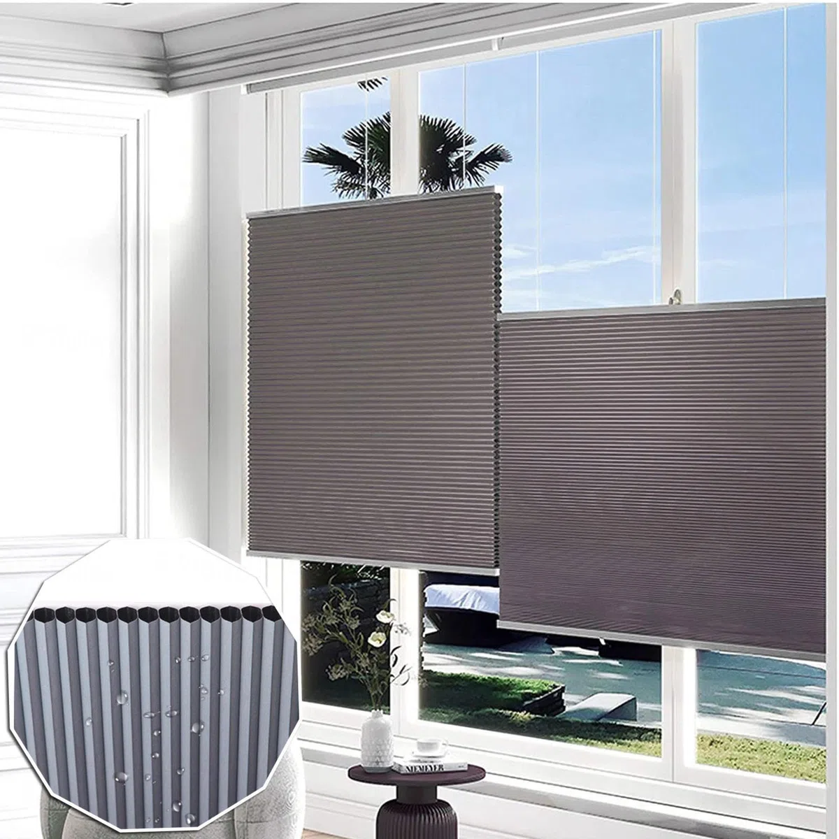 Tende cellulari Personalizzate,Tende a Nido d'Ape Grigio,Tenda Oscurante Senza Fili,Parasole Retrattile per Ufficio,Tende a Plissé per Soggiorno,Camera da Letto,A-70x120cm/27.6 * 47.2in