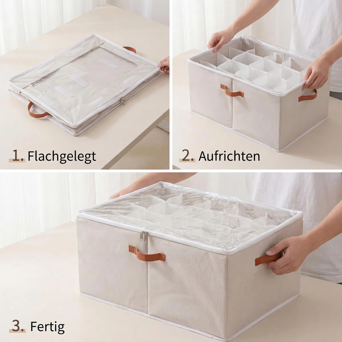 Organizzatore per scarpe, Shoe Organizer con coperchio, Scatole per scarpe pieghevoli, Divisori regolabili per Shoe Organizer Storage Box, adatto per fino a 16 paia con manici, per