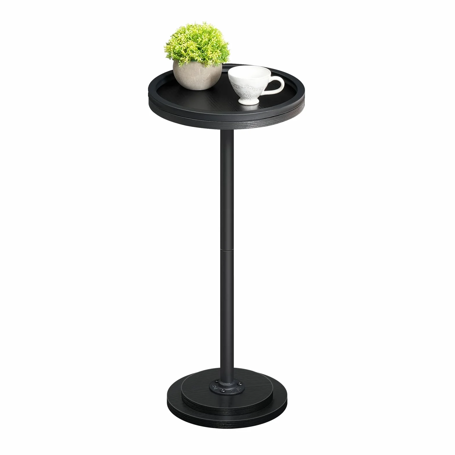 HOOBRO Tavolino, Tavolo per Bevande, Tavolino Rotondo per Spazi Ridotti, Tavolo Martini, per Soggiorno, Camera da Letto, Base per Divano Letto, Nero EBB168BZ01