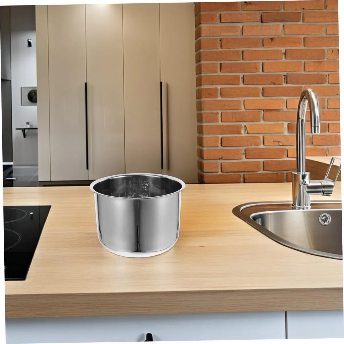 Pentola Interna Cuoci Riso in Acciaio Inossidabile Spessa Ricambio per Cucine Elettriche Distribuzione Calore Veloce per Cottura Vapore Bollitura e Porridge Resistente e Facile da