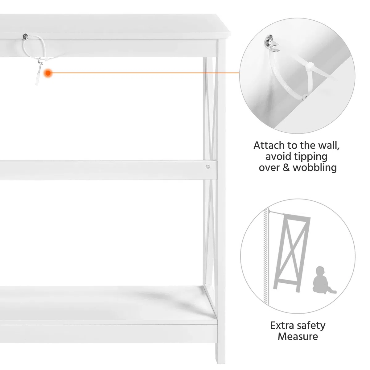 Yaheetech Mobile Ingresso Moderno Tavolino Consolle da Entrata Consolle da Divano a 2 Ripiani Stuttura a X Tavolo d Ingresso Salvaspazio 2 Livelli Soggiorno Corridoio 102 x 30 x 81 cm Bianco