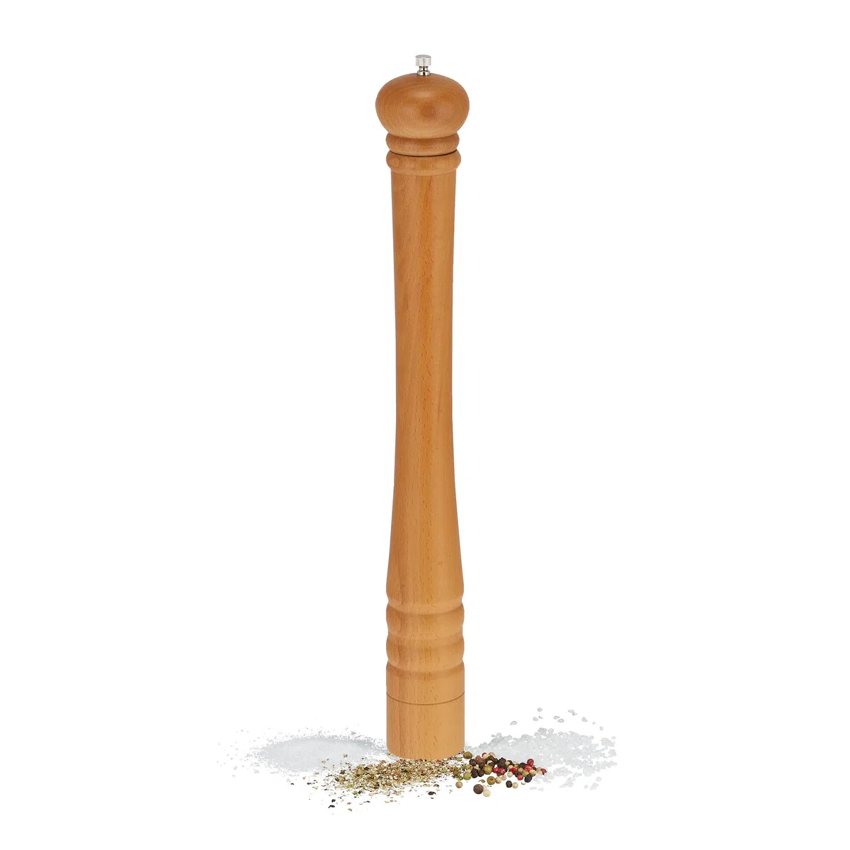Relaxdays Macina Sale e Pepe in Legno, Macinino in Ceramica, Grande HxD: 51,5 x 6 cm, Macinaspezie Classico, Naturale