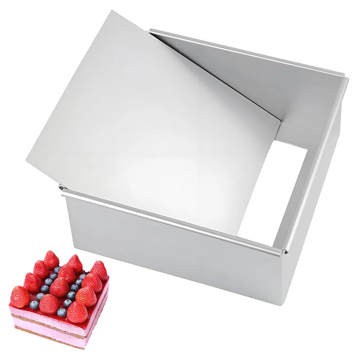 Stampo quadrato da forno da 20,5 cm in alluminio anodizzato con rivestimento antiaderente e fondo rimovibile, stampo quadrato per torta 20,5 cm