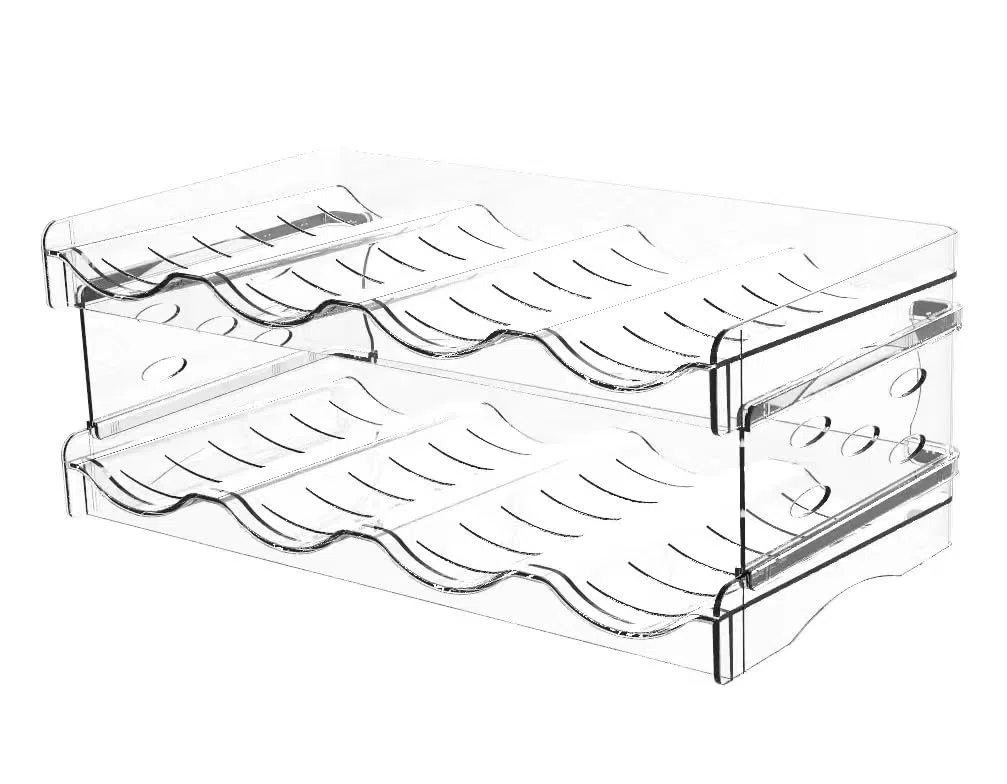 Portaborraccia impilabile per cucina, porta bottiglie di vino,dispensa, organizer per bottiglie d'acqua in plastica, per frigorifero, armadio da cucina, vino, 4 pezzi