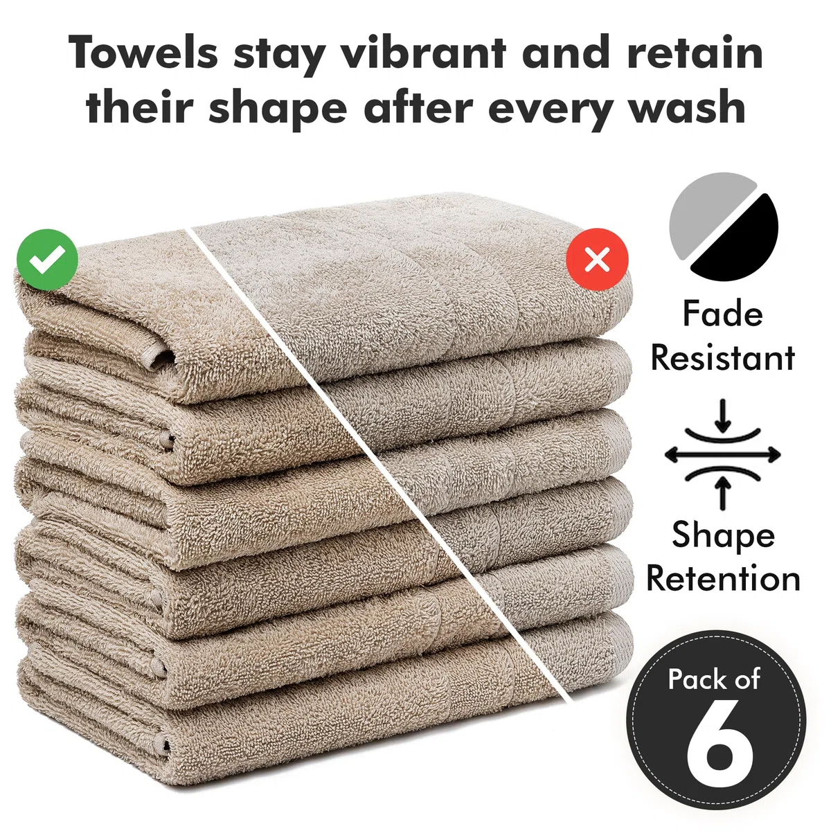 Asciugamani per il bagno – 100% cotone morbido e assorbente – Confezione da 6 piccoli asciugamani (50x85cm) – Asciugamani di lusso in cotone ad asciugatura rapida – Beige