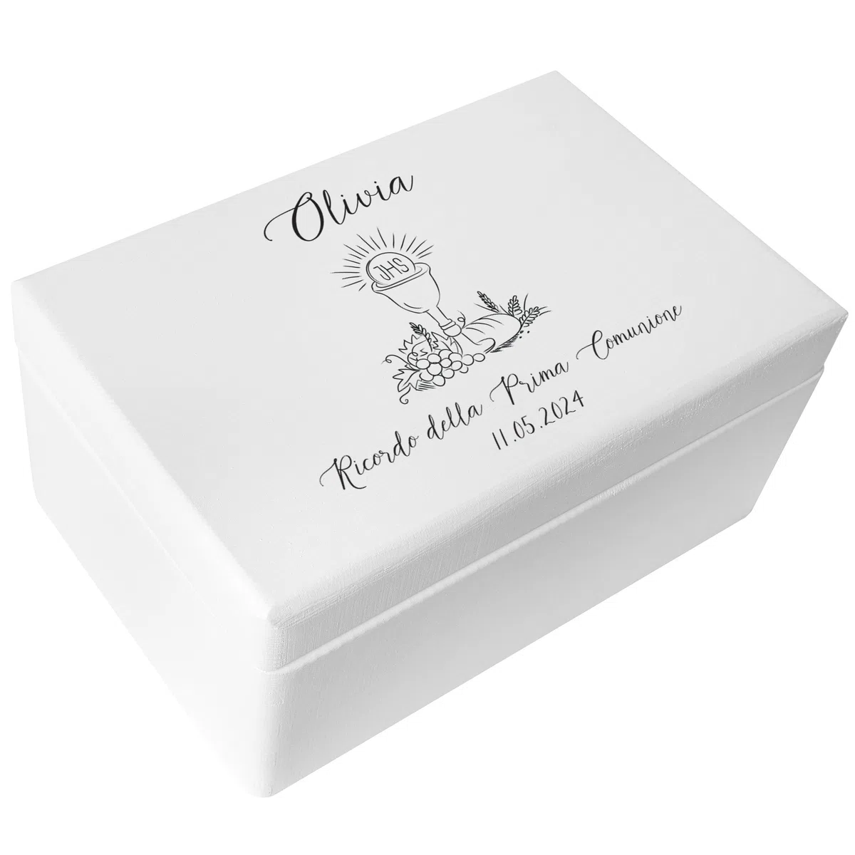 Creative Deco Prima Comunione/Cresima Scatola di Regalo Personalizzato Bianca | Scatola della Memoria in Legno per Bambino/Bambina | Personalizzata | Incisione | per Ragazzo e Ragazza