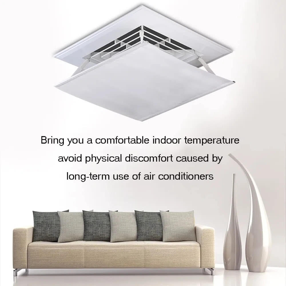 Deflettore del Condizionatore D'Aria per Soffitto Centrale Aria Condizionata Impedire All'Aria di Soffiare Direttamente Verso le Persone,Angolo di Soffiaggio Regolabile,Tessuto Oxford (60×60cm)