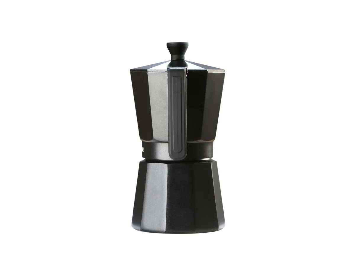 WECOOK! Bella Caffettiera Moka Nera in Alluminio, 12 Tazze (600 ml), Guarnizione in Silicone e Valvola di Sicurezza, Adatta per Gas, Elettrico e Vetroceramica – Non Adatta all’Induzione