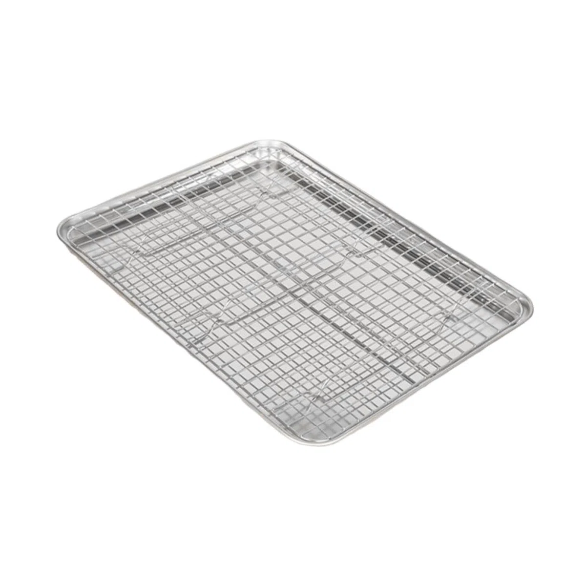 Teglia da Forno con Griglia, Acciaio Inossidabile, con Griglia di Raffreddamento, Accessori per Griglia, Vassoio, Teglia da Forno per Ristora, 40.5 Cm X 30.5 Cm X