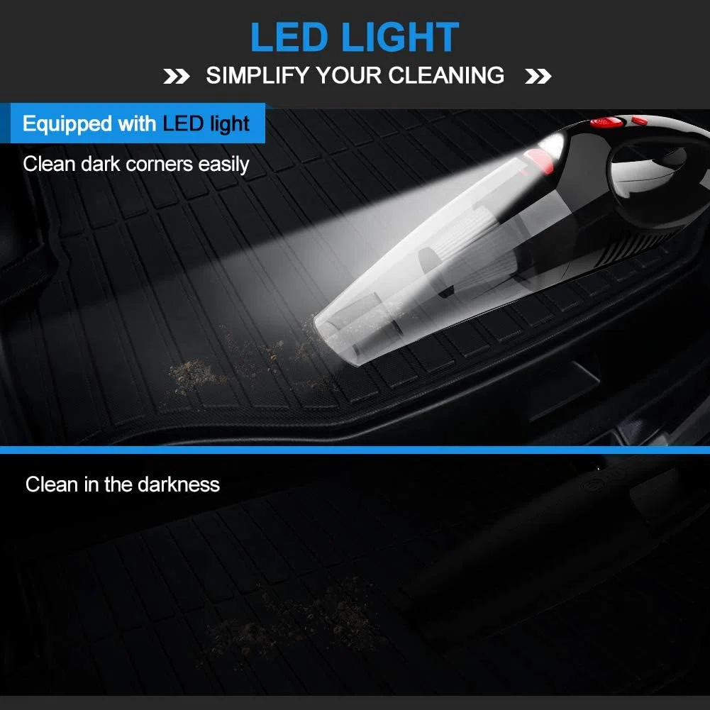 RIKIN Aspirapolvere per Auto 8500PA 120W Aspirabriciole Portatile 3 in 1 Aspirapolvere Potente con Luce LED a Mano Basso Rumore Aspirabriciole con Filtro HEPA in Acciaio Inossidabile Umido e Secco