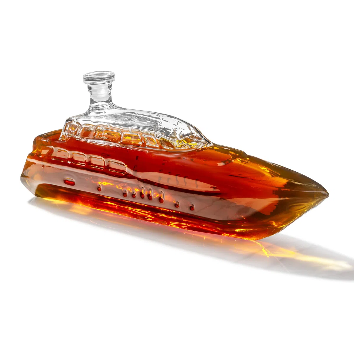 Froster Decanter Yacht, Decanter per Whisky, per Vino, 1000 ml, Caraffa a Forma di Yacht, Motoscafo, Regalo 40 Anni Uomo