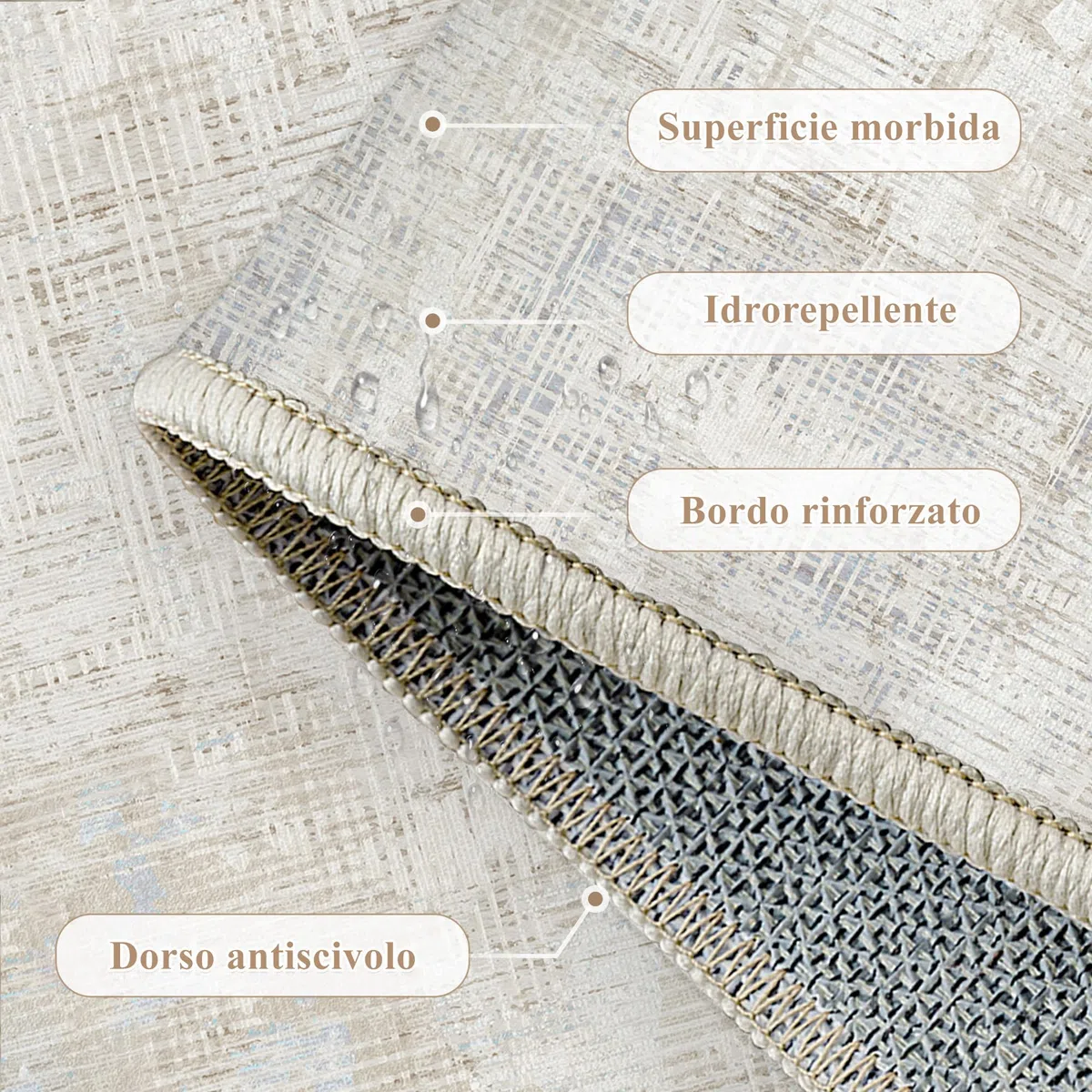 PureCozy Tappeto Salotto Tappeti 120x170cm Beige Lavabile in Lavatrice Antiscivolo Moderno Astratto Naturale Grande Carpet Cameretta Scendiletto Camera da Letto Ufficio Pelo Corto